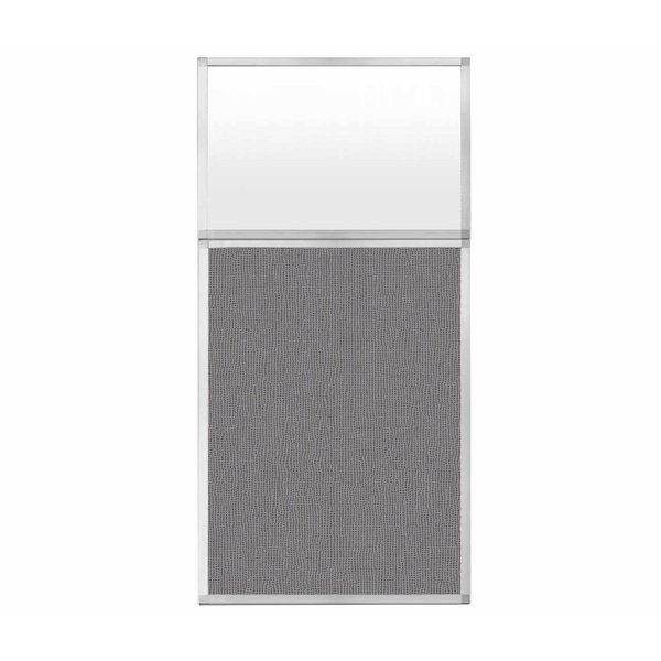 Versare Hush Panel Configurable Cubicle Partition 3' x 6' W/ Window Slate Fabric Frosted Window 1852319-3